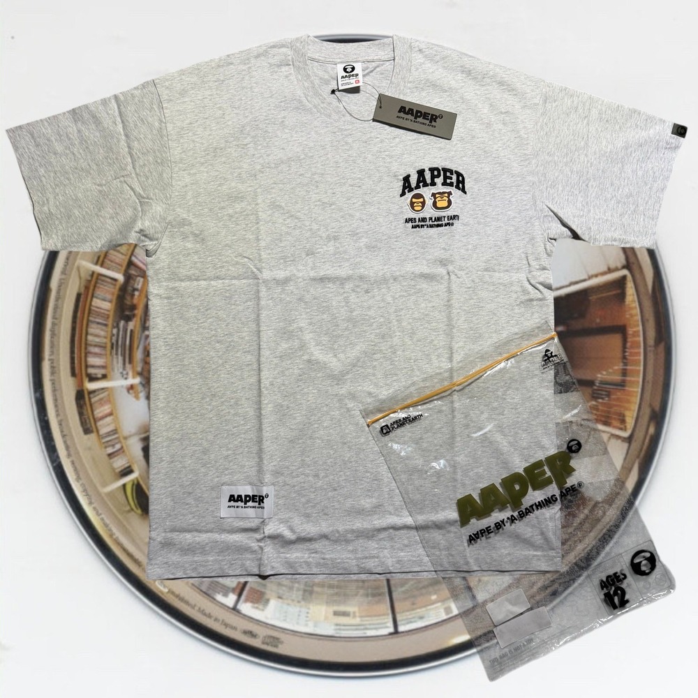 AAPE By A Bathing Ape AAPER Graphic Tee Heather Grey XL NWT Streetwear Shirt